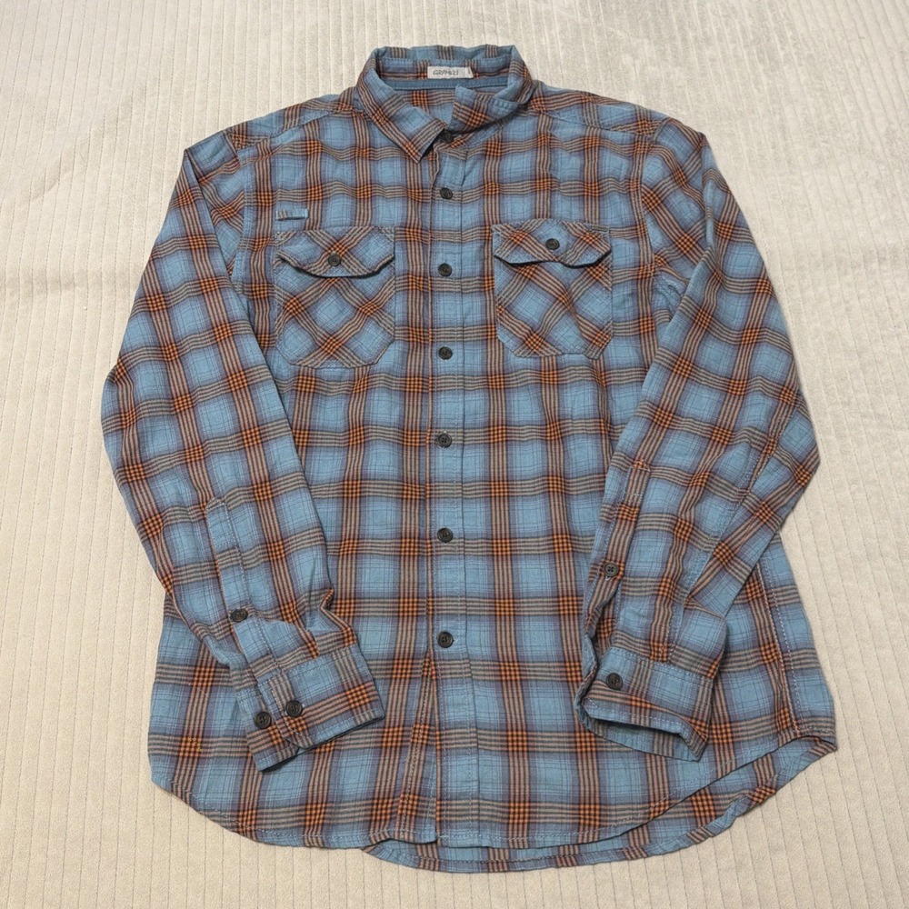 Gramicci Shirt Mens S Blue Plaid Flannel Button Up Dual Pocket Outdoor Wool Blen